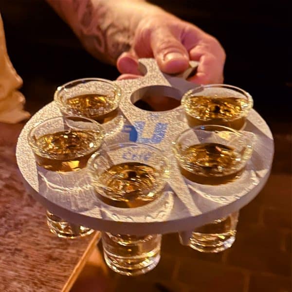 3D Printed Custom Shot Glass Holder Tray with Any Logo, Personalized Bar Accessory Gift