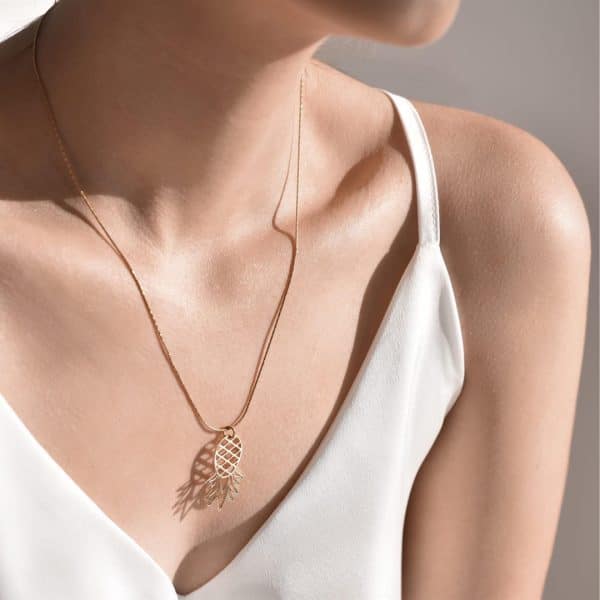 Pineapple Pendant Necklace, Minimalist Symbol Jewelry, Lifestyle Necklace, Elegant Pineapple Charm