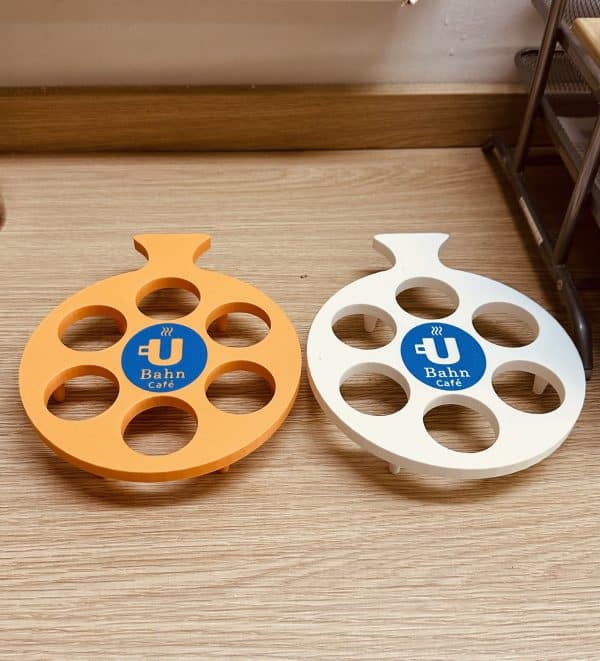Custom shot glass holder tray with engraved logo, bar accessory
