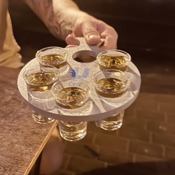 3D Printed Custom Shot Glass Holder Tray with Any Logo, Personalized Bar Accessory Gift