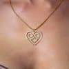 Elegant heart infinity necklace worn on neck