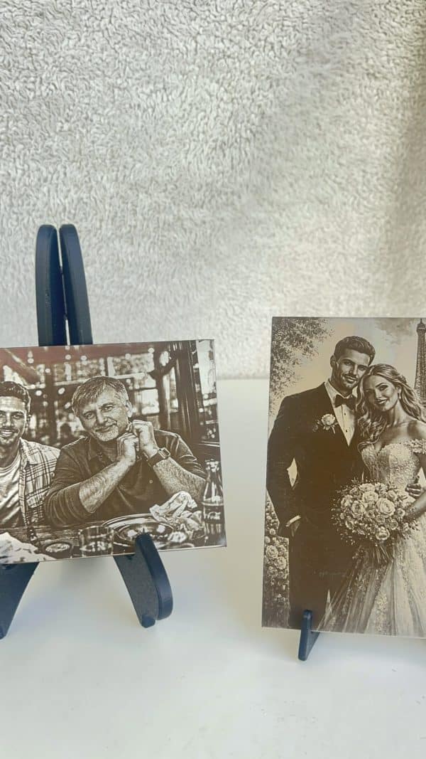 Laser engraved photo on stainless steel plaque