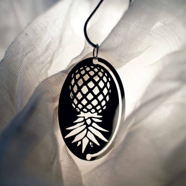 Upside Down Pineapple Necklace, Swinger Symbol Jewelry, Double-Sided Lifestyle Flip Pendant