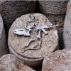 Silver angel pendant with Kalashnikov, unique handmade jewelry