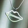 Silver lips zipper pendant