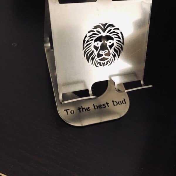 Custom phone stand with your logo, name, or message. An unique and practical personalized gift.