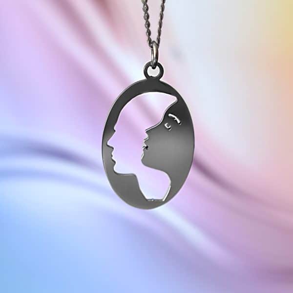Man & woman necklace for couples. Romantic pendant symbolizing love, connection, and unity