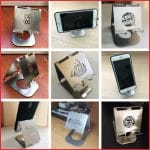Custom phone stand with your logo, name, or message. An unique and practical personalized gift.