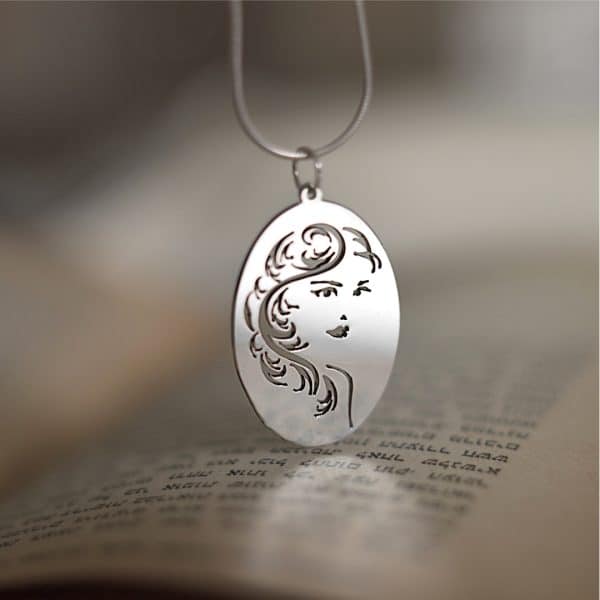 Beauty Woman Necklace – Elegant Female Portrait Pendant, Feminine Jewelry for Her
