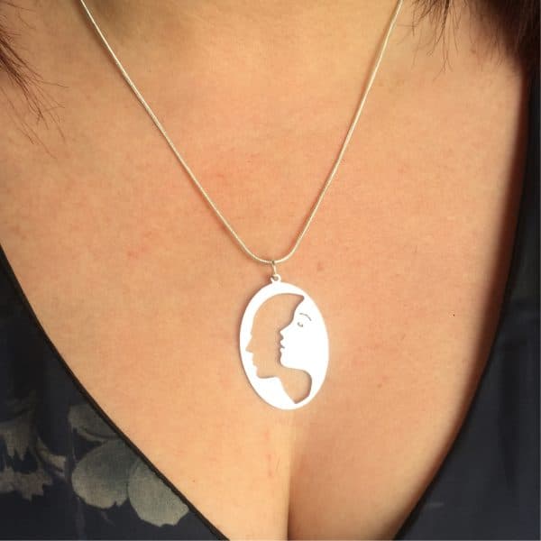 Man & woman necklace for couples. Romantic pendant symbolizing love, connection, and unity