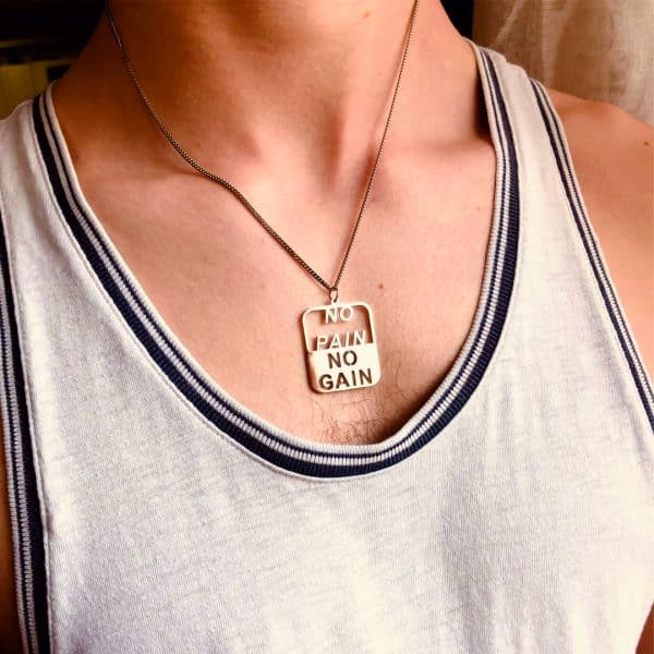 No Pain No Gain Necklace – Bodybuilding Gym Pendant for Men, Gift for him,