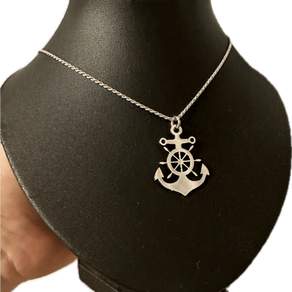 Anchor & Ship Wheel Necklace – Nautical Pendant for Men, Sailor & Sea Lover Gift, Gift for him